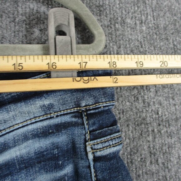 BKE Buckle Super Flare PARKER Jeans Womens 32 Blue Stretch Fit 36x30 Denim Fray - Picture 11 of 16